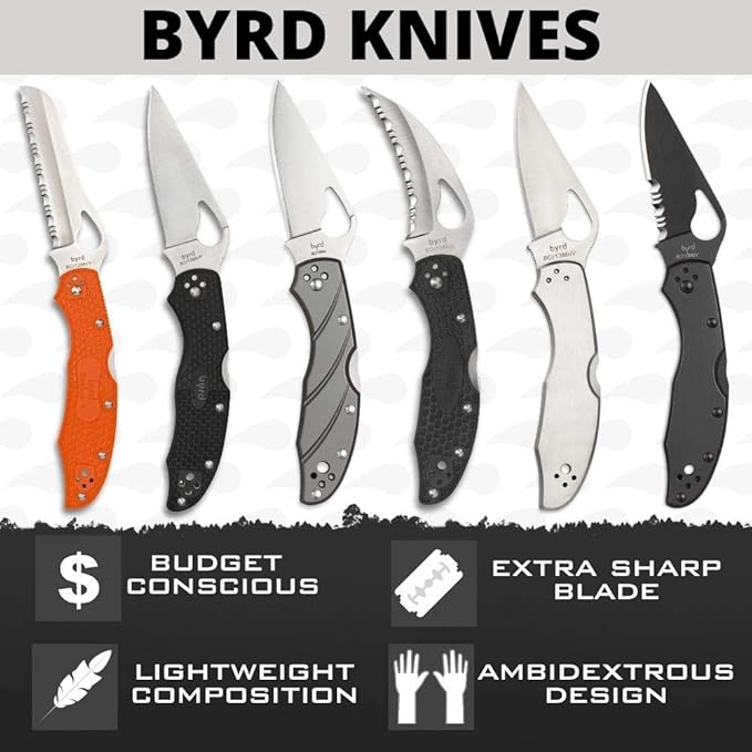 Spyderco Byrd Meadowlark 2 Lightweight Knife with 2.90 Stainless Steel Blade and Gray Non-Slip FRN Handle - PlainEdge - BY04PGY2