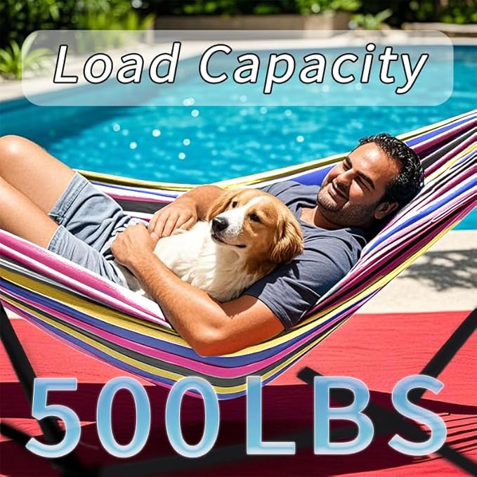 Double Hammock Heavy Duty Portable 500 lb Weight Capacity Perfect for Both Indoors and Outdoors 2 Person Hammock with Carrying Bag Wide Red