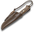 Joker Ranger CN143-P Hunting Knife – 4.3 Sandvik 14C28N Blade Walnut Wood Handle Brown Leather Sheath with Firestarter – Ideal for Camping Hiking Fishing and Outdoor Survival