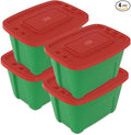 4-Pack Christmas Storage Totes with Lids - Made in USA 18-Gallon(72-Quart)Red Storage BinsHoliday OrganizerPlastic Stackable Large Storage Boxes for HomeOfficeGarageBasement Red/Green