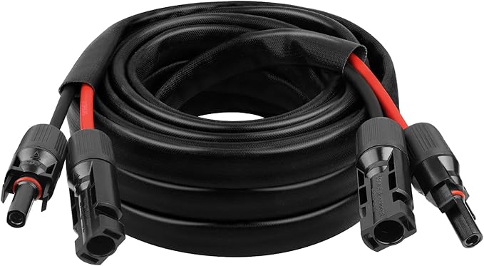 10AWG Solar Cable - 20FT Solar Panel Extension Cord 10 Gauge PV Wire with Flame Retardant Protective Sleeving Female &amp Male Waterproof Connector for RV Photovoltaic Systems Solar Panels (20 Feet