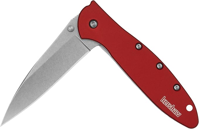 Kershaw Leek BlackWash Pocket Knife (1660BLKW) 3 Sandvik 14C28N Steel Blade 410 Stainless Steel Handle BlackWash Finish SpeedSafe Assisted Open Frame and Tip Locks Reversible Pocketclip 3 OZ