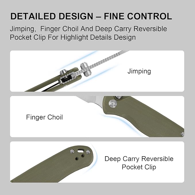 Kizer Drop Bear 2 Pocket Knife 2.92 AEB-L Drop Point Blade Folding Knife with Olive Green G10 Handle Button Liner Lock EDC Knives with Jimping on Spine for Men Women V3619.2CD2