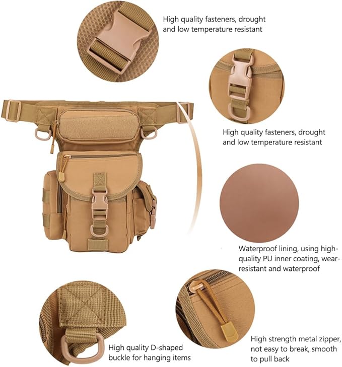 Drop Leg Bag for Men Waterproof Military Tactical B Cross Over Leg Rig Outdoor Bike Cycling Hiking Thigh Bag (CP Camouflage)