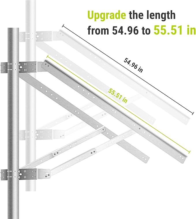 Newpowa Universal Solar Panel Double Arm with Support Pole and Wall Mount Bracket 0-90° Tilt Angle up to 400W/55.51 Width