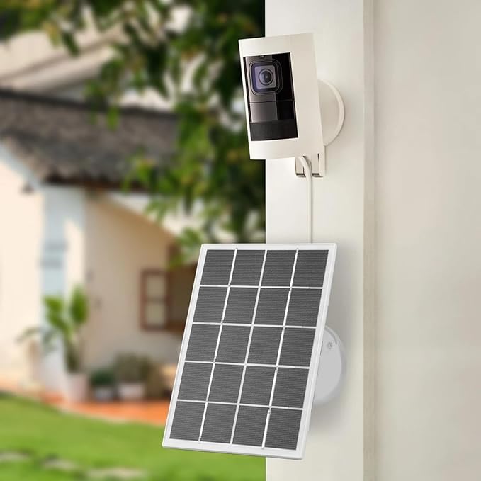 AUNMAS 20W Monocrystalline Solar Panel for Security Camera Outdoor 5V Waterproof Adjustable Wall Mount with 9.8ft Cable