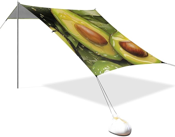ALAZA Watercolor Avocado Beach Tent Sun Shelter Portable Canopy Sunshade for Outdoor Camping Picnics Backyard Fun 10x9 ft