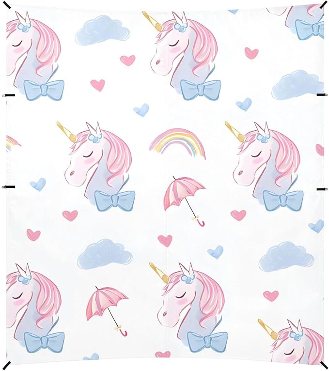 ALAZA Unicorn Rainbow Umbrella Pattern Beach Tent Sun Shelter Portable Canopy Sunshade for Outdoor Camping Picnics Backyard Fun 10x9 ft