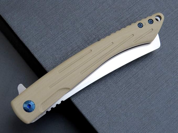 Eafengrow EF944 EDC Folding Knife D2 Steel Blade G10 Handle Reliable Locking Ball Bearing Flipper Knifes for Camping Survival Hiking (Desert)
