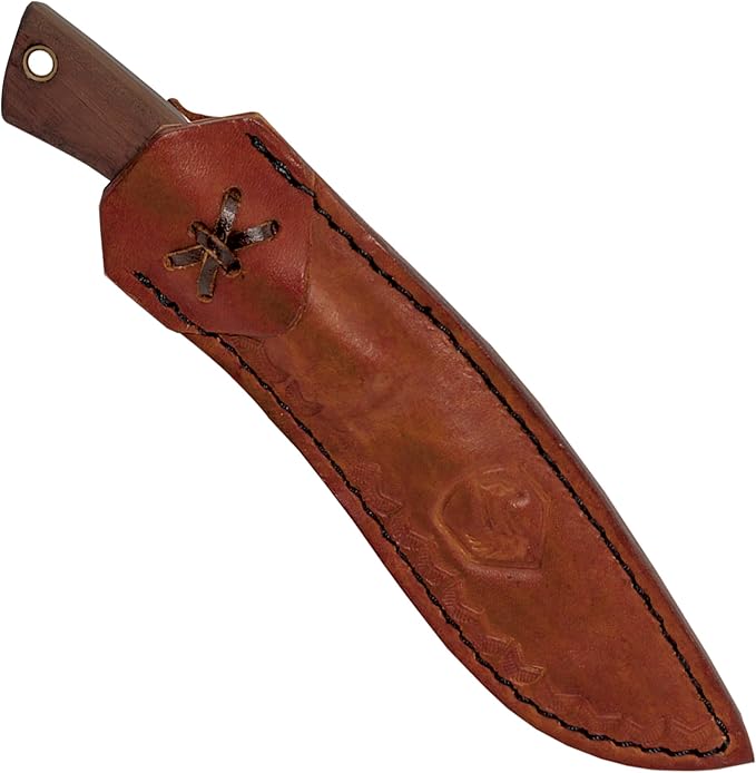 Condor Tool &amp Knife Huron Bushcraft Knife - 1095 High-Carbon Steel Blade - Full-Tang Construction - Ergonomic Walnut Handle - Handcrafted Leather Sheath - Ideal for Bushcraft Camping &amp Surviv