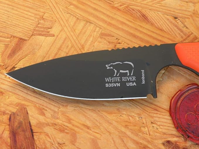 WhiteRiver Model 1 Pro Black Coated Blade/Orange Textured G10 Handle WRM1-TOR-CBI