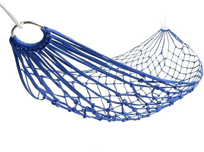 Portable Hammock Portable Hammock Swing Bed Meshy Rope Hammocks Sleeping Net Bed with 2 Tree Straps for Outdoor Beach Garden Backyard for Backpacking Beach (Color : Blue)