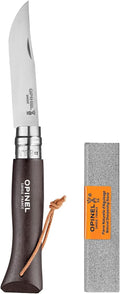 Opinel Colorama Series No. 8 - Stainless Steel Everyday Carry Folding Pocket Knife with Leather Strap Painted Hornbeam Handles