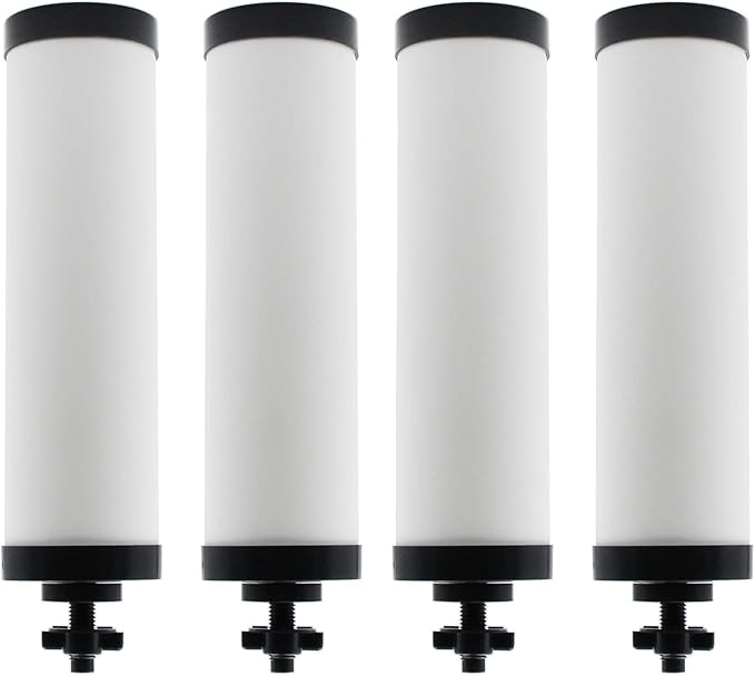 【Upgraded】Renami Ceramic Filter Silver Infused Replacement for BB9-2® Black Activated Carbon Filters Compatible with Berkey® Travel Large Royal Crown Series Repeatable Cleaning Filters Pack of 4