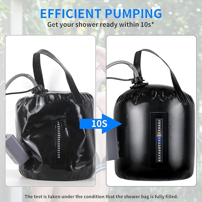 Portable Camping Shower 20L Solar Heating Bag Rechargeable Electric Pump for Hiking Beach Flower for Watering