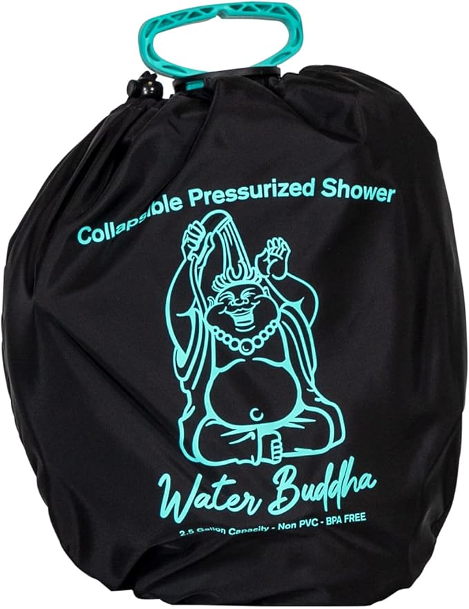 JBL Spearguns Water Buddha Rinse Kit Portable Shower Collapsible Pressurized with Travel Case Shower Head and 7ft Hose Perfect for Camping Beach Hiking and Boating Holds 2.5 Gallons/10 Liters