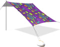 xigua Tennis Rackets Beach Tent Sun Shelter with Carrying Bag - Silver Coated Oxford Fabric Beach Canopy for Beach Camping Fishing - Includes Windproof Ropes Sandbags &amp Stakes