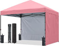 ABCCANOPY Easy Pop up Canopy Tent with 2 Sidewalls for Outdoor Sun Blocking or Rain Protection10x10 Pink