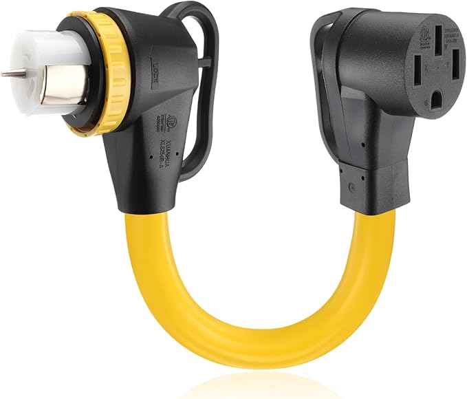 Kanayu 1.5 ft NEMA SS2-50R to 14-50R 50amp RV Generator Adapter Cord Locking SS2-50R Female to 14-50R Female Adapter Cord with Upgraded Grip Handle 6/3C+8/1C AWG for 50A RV and EV