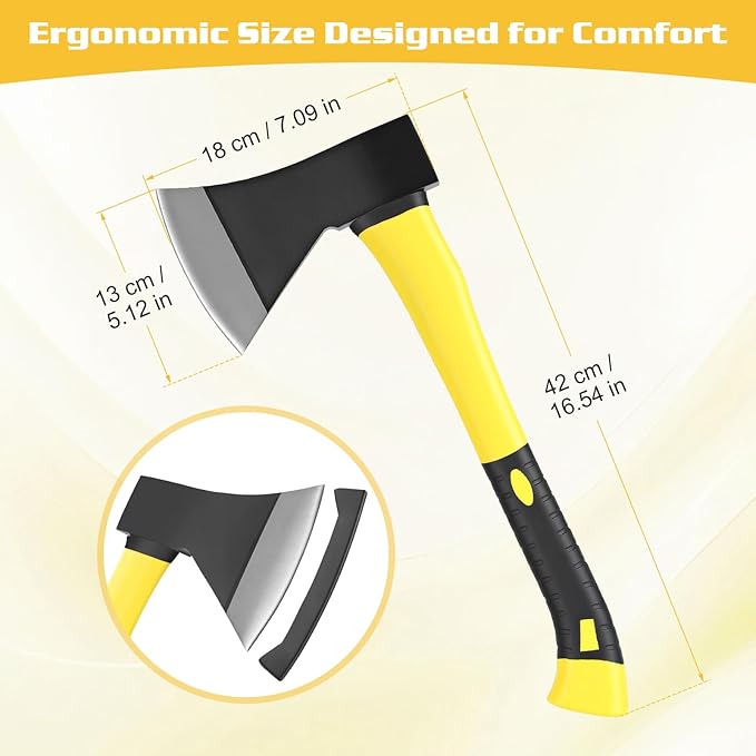16 Axe Ultra- Hatchet-Camping Axe Lightweight (2.4lbs) | Forged High-Carbon Steel Ergonomic Handle for Outdoor Splitting &amp Hammering
