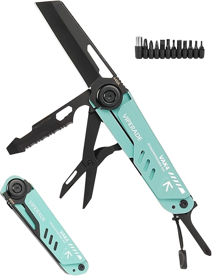 VIPERADE VAK4 Multitool Pocket Knife for Men Multifunctional 21-in-1 Multitool Pocket Knife with Pouch Outdoor Camping Survival and Everyday Use (K4-Blue)