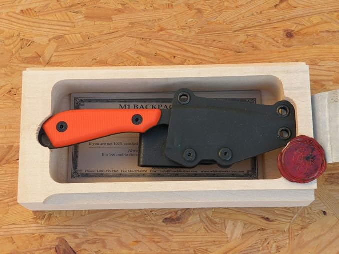 WhiteRiver Model 1 Pro Black Coated Blade/Orange Textured G10 Handle WRM1-TOR-CBI