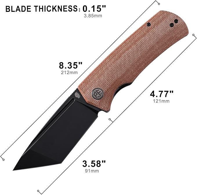 Petrified fish PFP01T Beluga3.58 K110 Black Stonewashed Blade 154g Micarta Handle Front Flipper Liner lock Folding knife (Brown Micarta Black Stonewashed)