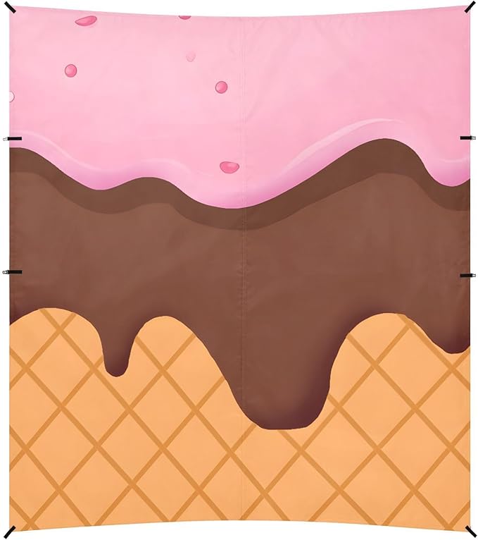 ALAZA Pink Ice Cream Beach Tent Sun Shelter Portable Canopy Sunshade for Outdoor Camping Picnics Backyard Fun 10x9 ft