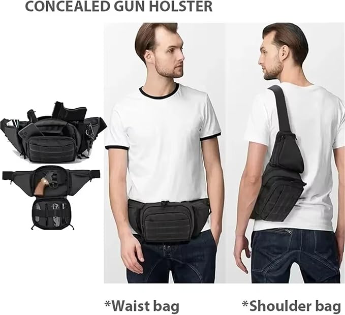 Tactical Nylon Shoulder &amp Waist Pack Hiking Chest Sling Fanny Pack with MOLLE High Capacity Phone &amp Gear Organizer