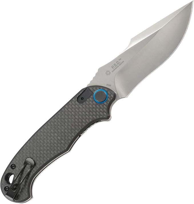 CRKT P.S.D. (Particle. Separation. Device.) Assisted Folding Knife with Liner Lock: 1.4116 Plain Edge Blade Carbon Fiber w/G10 Base Handle Reversible Pocket Clip 7920