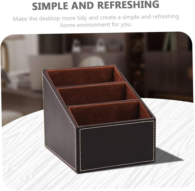 2pcs Faux Storage Box Organizer for Desktop Multi-functional Remote Control and Stationery Holder Smooth Stable Structure for Use