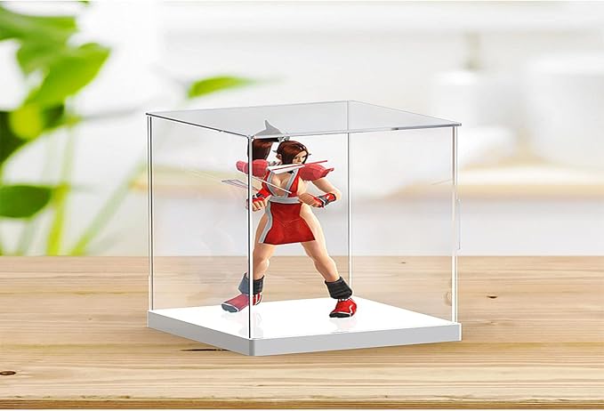 MECC Openable Clear Acrylic Display Case-Assemble Countertop Box with White Base for Display-Clear Display BoxDustproof Protection Showcase for Figures Toys Collectibles (16x12x10inch/40x30x25cm#)