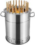 Large Portable Charcoal Grills 2 in 1 Vertical Smoker 360° Smokeless Stainless Steel BBQ Grill Barrel for Outdoor Barbecue Camping And Backyard Cooking (Mini-20 Skewers)