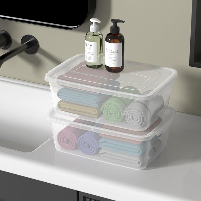 14 Quart Plastic Storage Box Clear Dough Rising Box with Lid Pizza Dough Proofing Containers 4 Packs