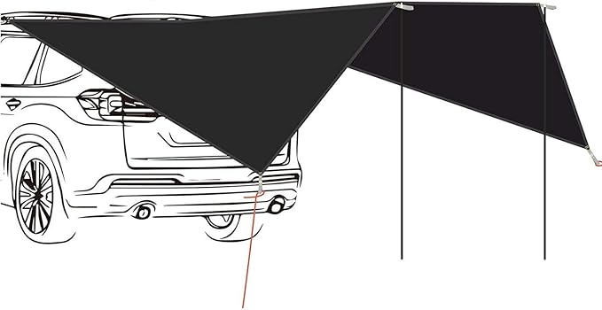 Vehicle Awning9x11 Ft Waterproof UV Protection Shade | Wind Resistant SUV Awningfor Vehicle Automotive RV SUV Truck Rear