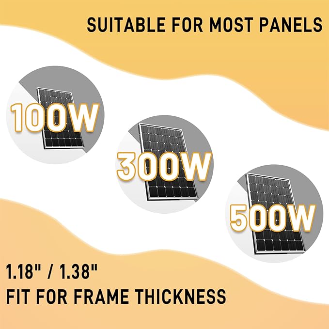 Solar Panel Mounting Brackets Roof Mount Kit Rails and Clamps Included for Thickness 1.18”-1.38”2pcs in A Row Assembly on Tin Flat and Sheet Rooftop Aluminum Alloy
