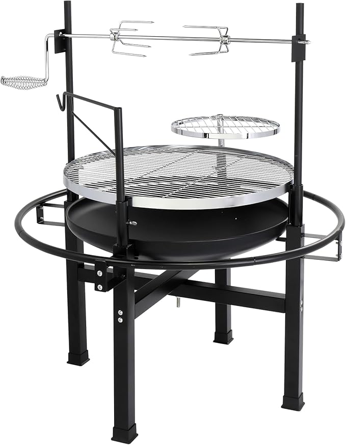 VINGLI 33 Inch Outdoor Fire Pit with 2 Grills Wood Burning Firepit with Swivel Cooking Grate Removable Swivel Grill for Backyard Patio Outside Picnic BBQ