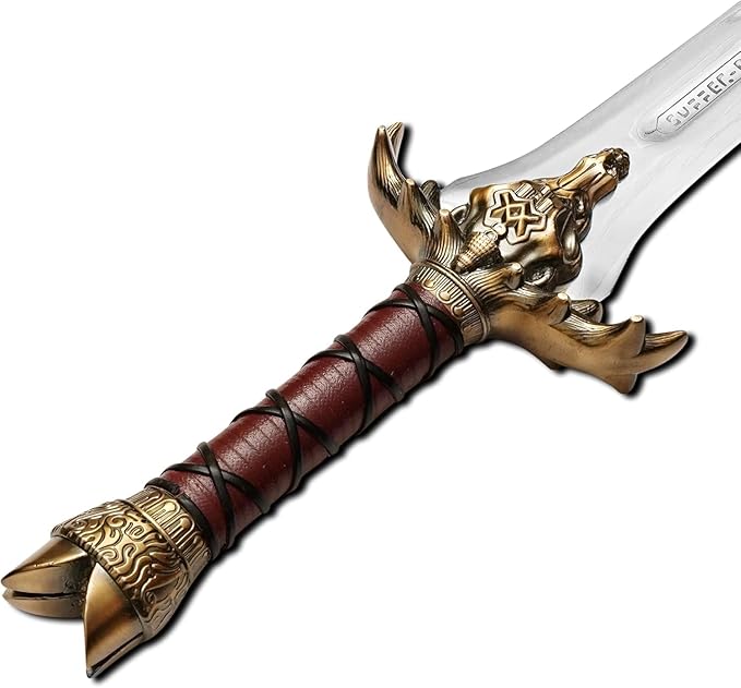 Conan The Barbarian Real Swords 42'' Handmade Conan Atlantean Sword 1095 Carbon Steel Brass Fittings Full Tang Leather Sheath Viking Sword Real King Tool 7.5 lbs Gifts for Men (Conan Father Sword)