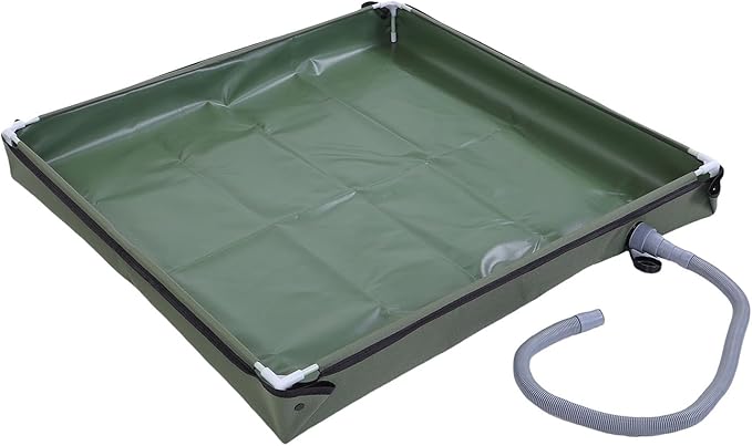 Luocute Portable Shower Pan 31.5x31.5x3.9in Foldable Shower Base with Detachable Drain Pipe and Mesh Storage Bag for Camping RV Outdoor Indoor Shower Stall