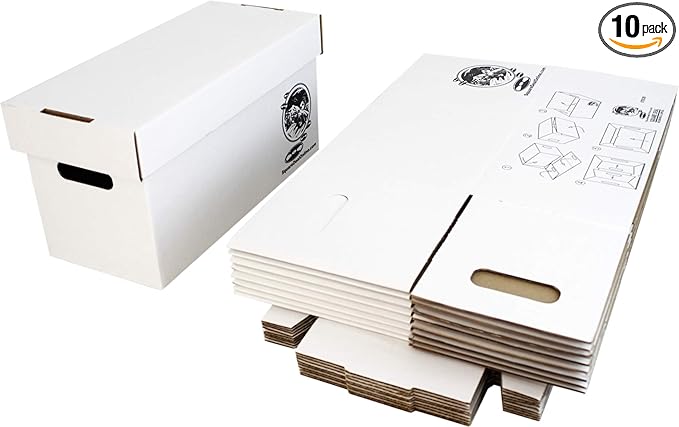 Durable Set of 10 - 7 inch Vinyl Record Storage Boxes - Sturdy Cardboard Construction with Removable Lid - Holds Up to 200 Records Each - Built Tough for Long-Term Secure Archival Storage - #07BC09