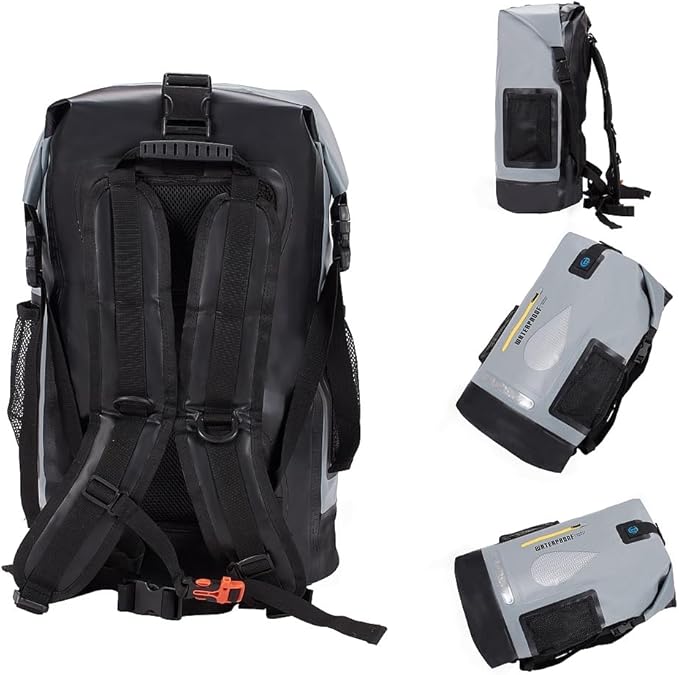 XhuangTech 30L Waterproof Drybag Water Sports Floating Backpack Durable Heavy Duty Duffel Bag for Kayaking Rafting Boating FishingCamping (Gray 30L)