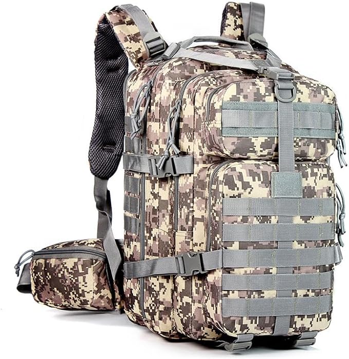 Outdoor Sports Pack Hiking Bag Rucksack Knapsack Combat Camouflage Tactical Backpack- ACU