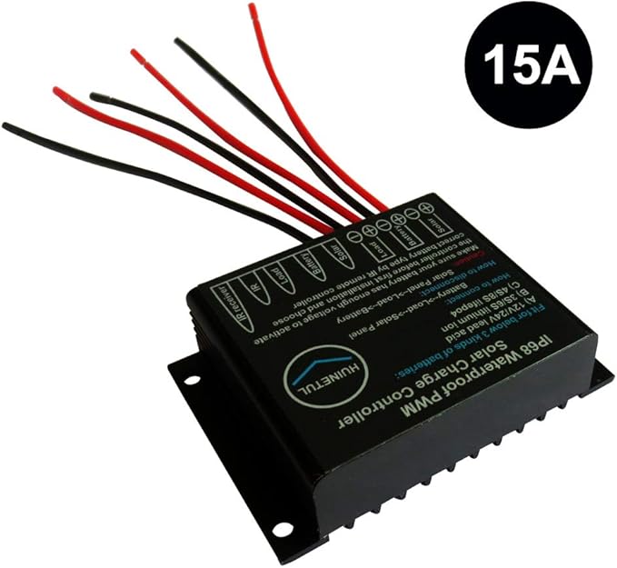 Multifunctional HUINETUL 15A Waterproof Lithium ion Lifepo4 Battery Charge Controller Regulator with IR Remote Control Fit for Lead Acid Lithium Ion Lifepo4 Battery