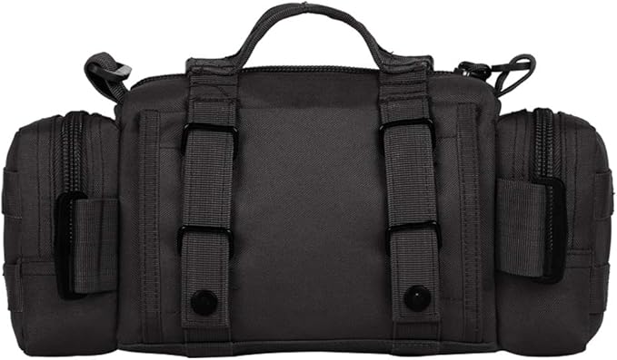 UNISTRENGH Utility 3P Military Tactical Duffle Waist Bags MOLLE Assault Shoulder Backpack Multifunction EDC Pouches Heavy Duty Fanny Packs (Black)