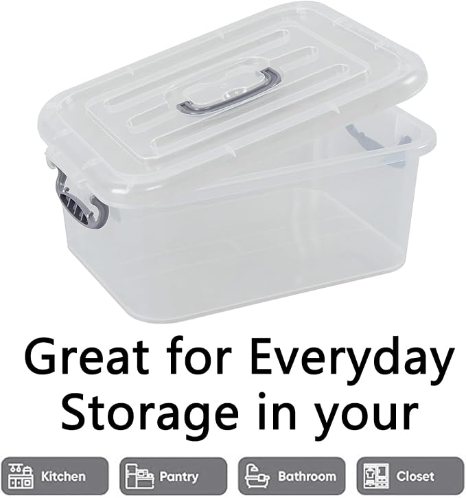 2 Pack Storage Organizer Bins 8 L Latching Box with Handle Stackable Storage Containers for Organizing