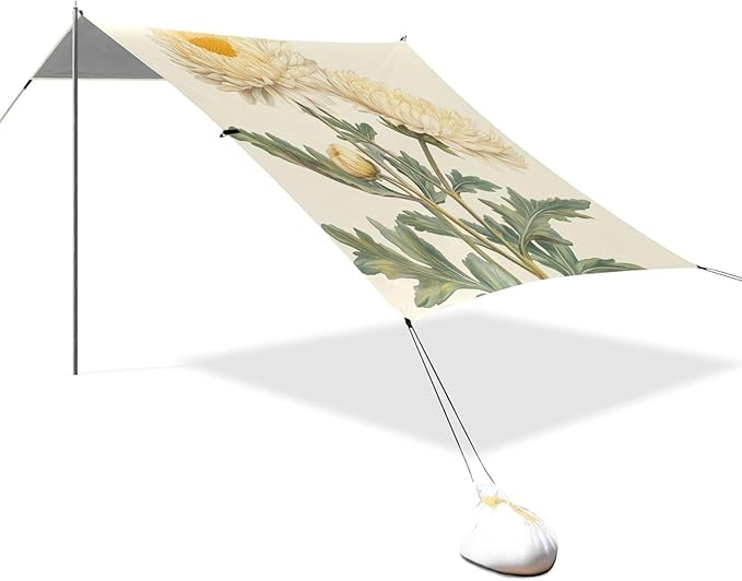 ALAZA Daisy Plants Flowers Beach Tent Sun Shelter Portable Canopy Sunshade for Outdoor Camping Picnics Backyard Fun 10x9 ft