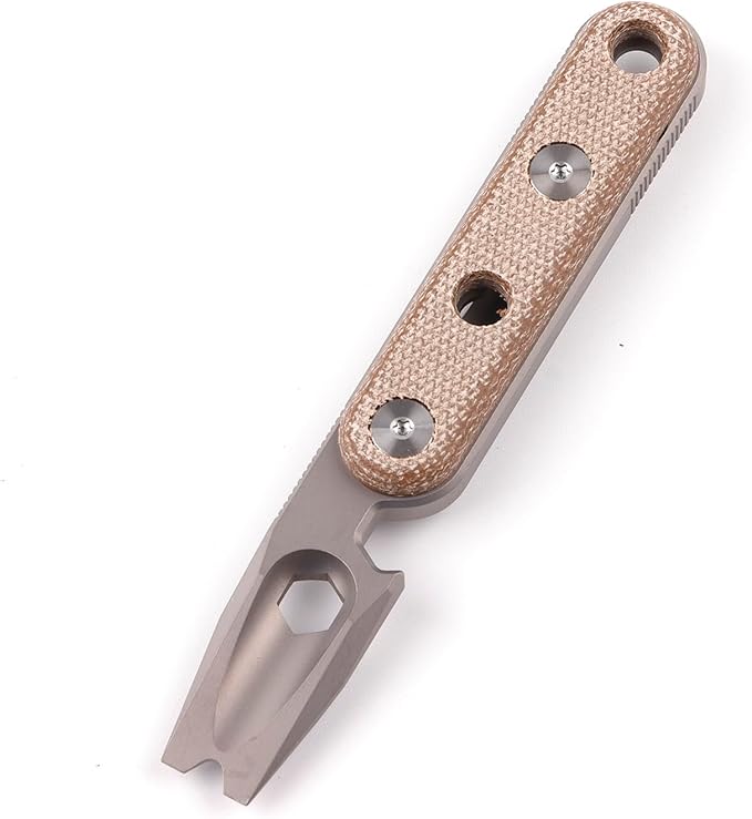 Hamans Pry Bar Multi Tool Titanium with Pocket Clip Multi Functions Bottle Opener Wrench Nail Puller 4.72“