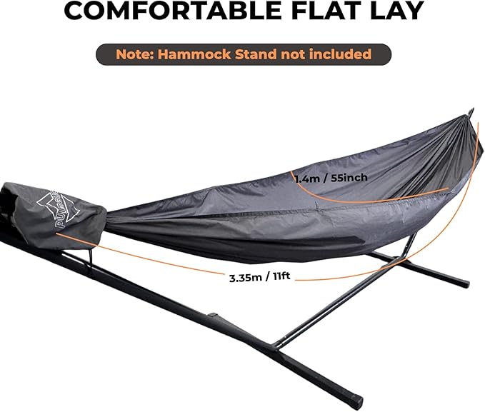Onewind 11ft Ultralight Camping Hammock Portable Hammock 40D 1.7oz Nylon Ripstop with 2 * 12Ft Tree Straps for Camping Hiking Backpacking 11' x 55 Ember Orange