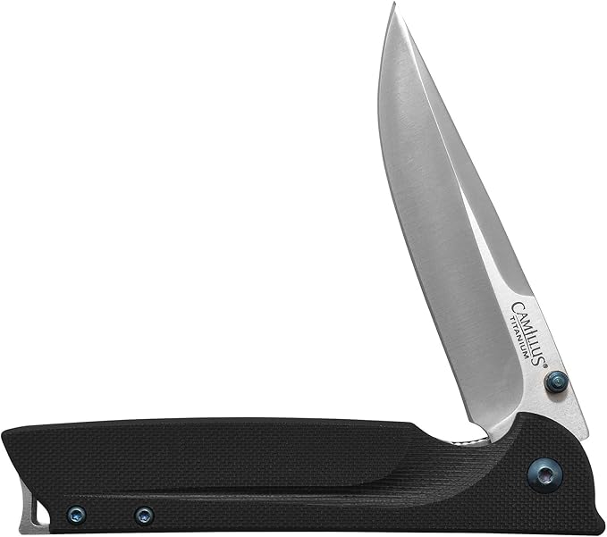 Camillus 19392 Keto Titanium Bonded 420 Stainless Steel Drop-Point Folding Knife with 3 Blade and Pocketclip 8 Length