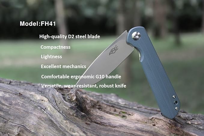 GANZO Firebird FH41 Pocket Folding Knife D2 Steel Blade G10 Handle Hunting Outdoor EDC Tool (Grey)